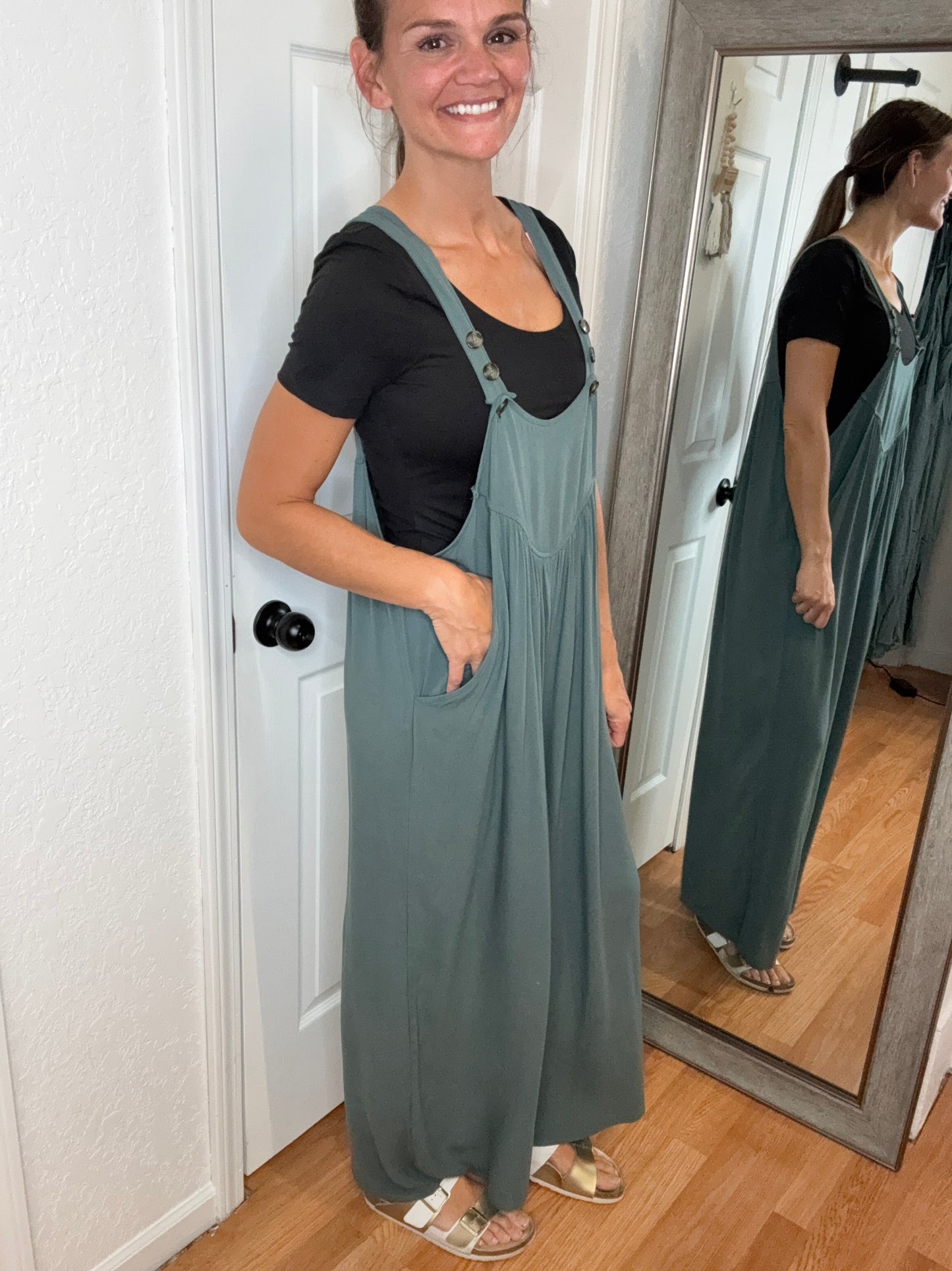 LAURA RAYON CREPE OVERALLS JADE - ZENANA