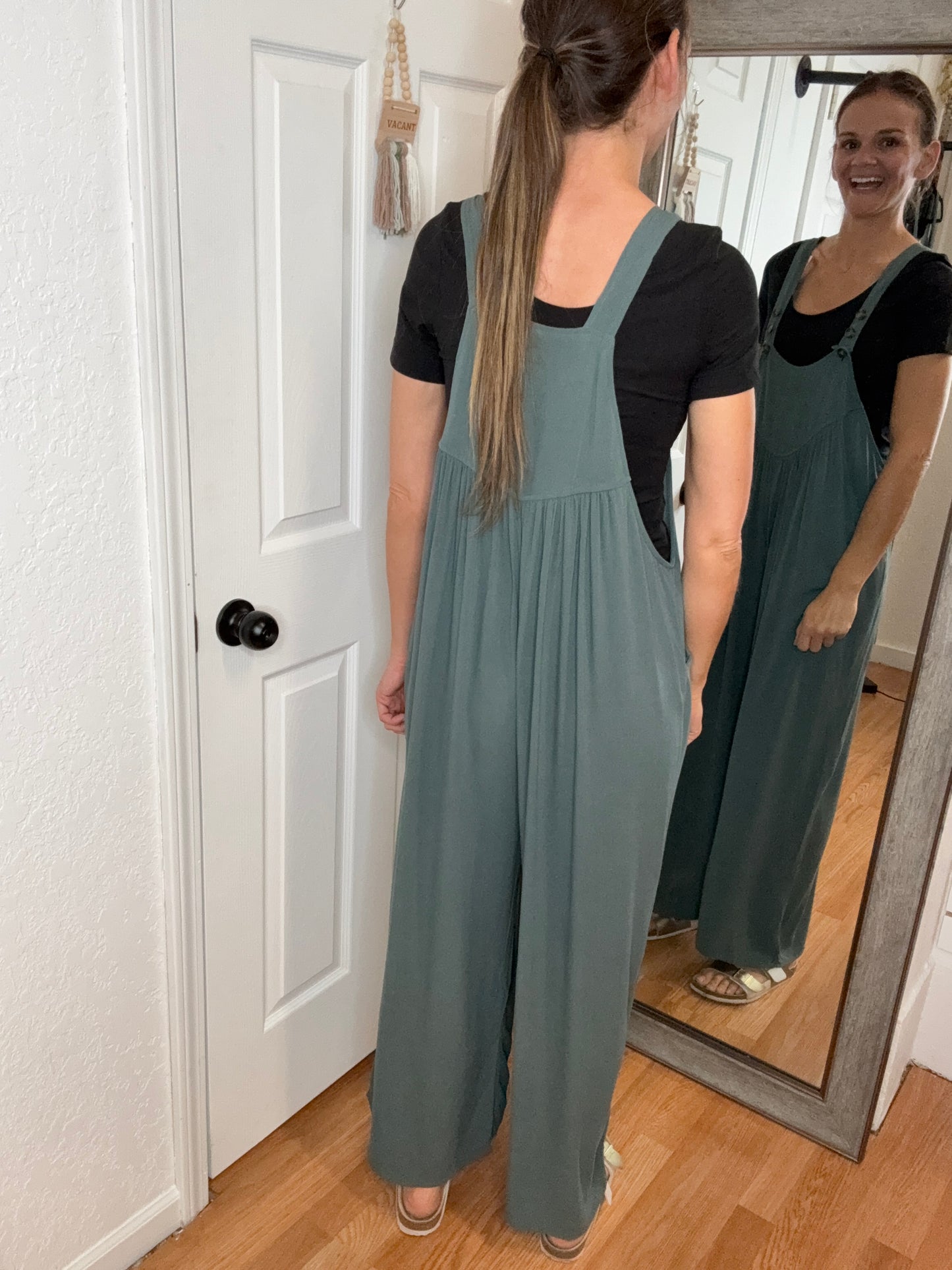 LAURA RAYON CREPE OVERALLS JADE - ZENANA