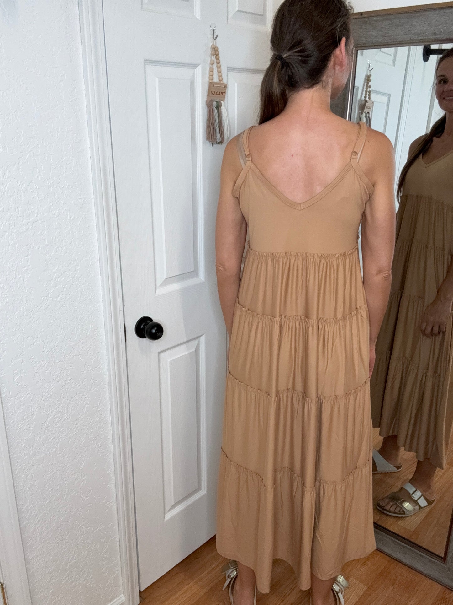 DIANE TIERED MAXI DRESS SAND - ZENANA