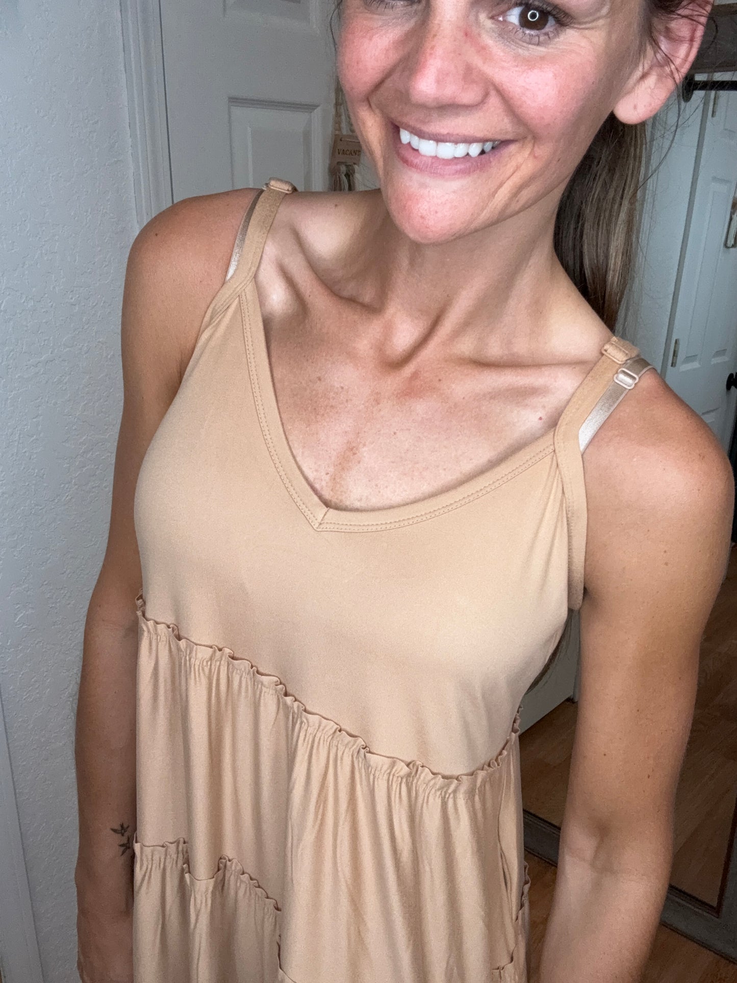 DIANE TIERED MAXI DRESS SAND - ZENANA
