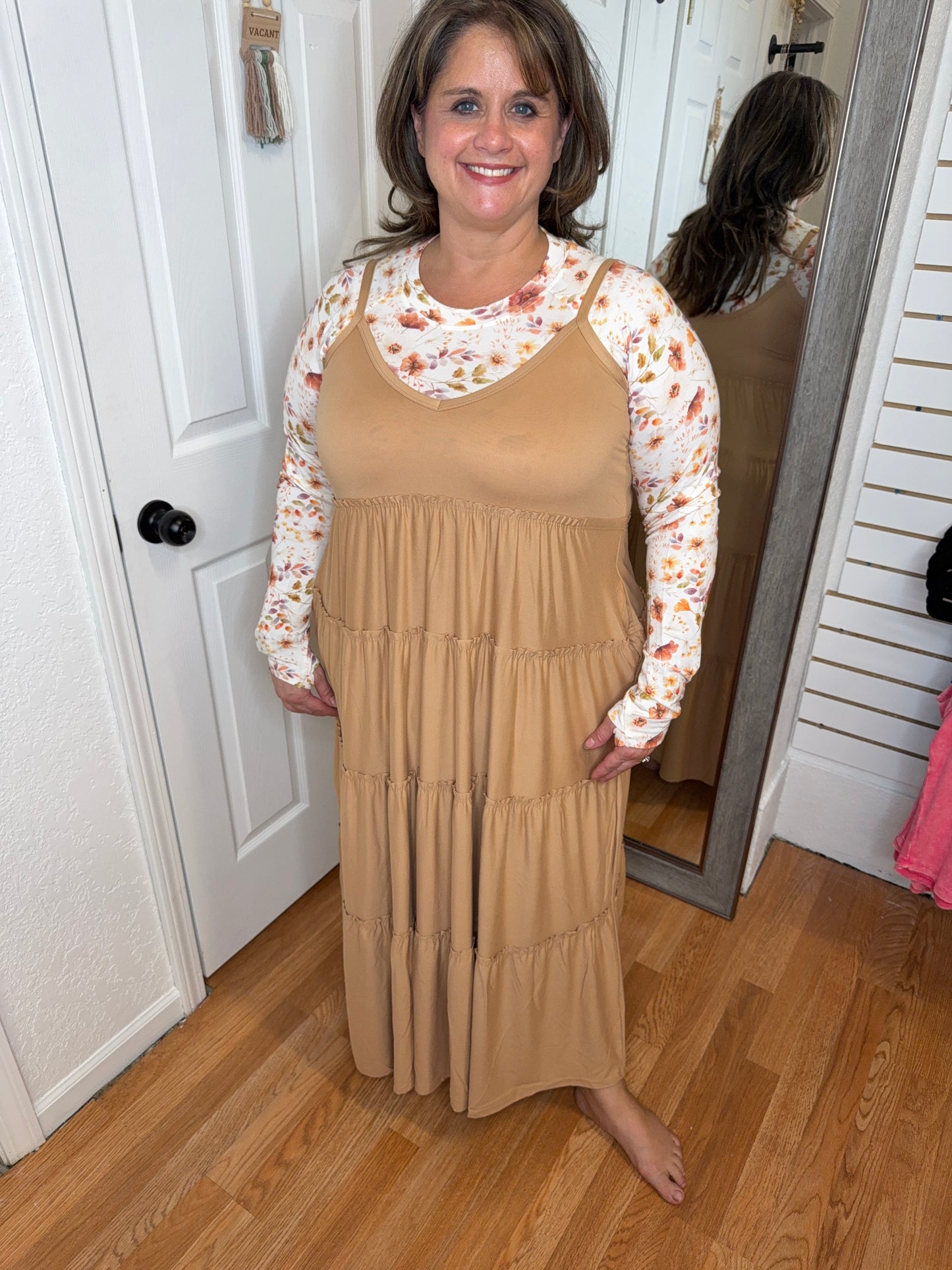 DIANE TIERED MAXI DRESS SAND - ZENANA