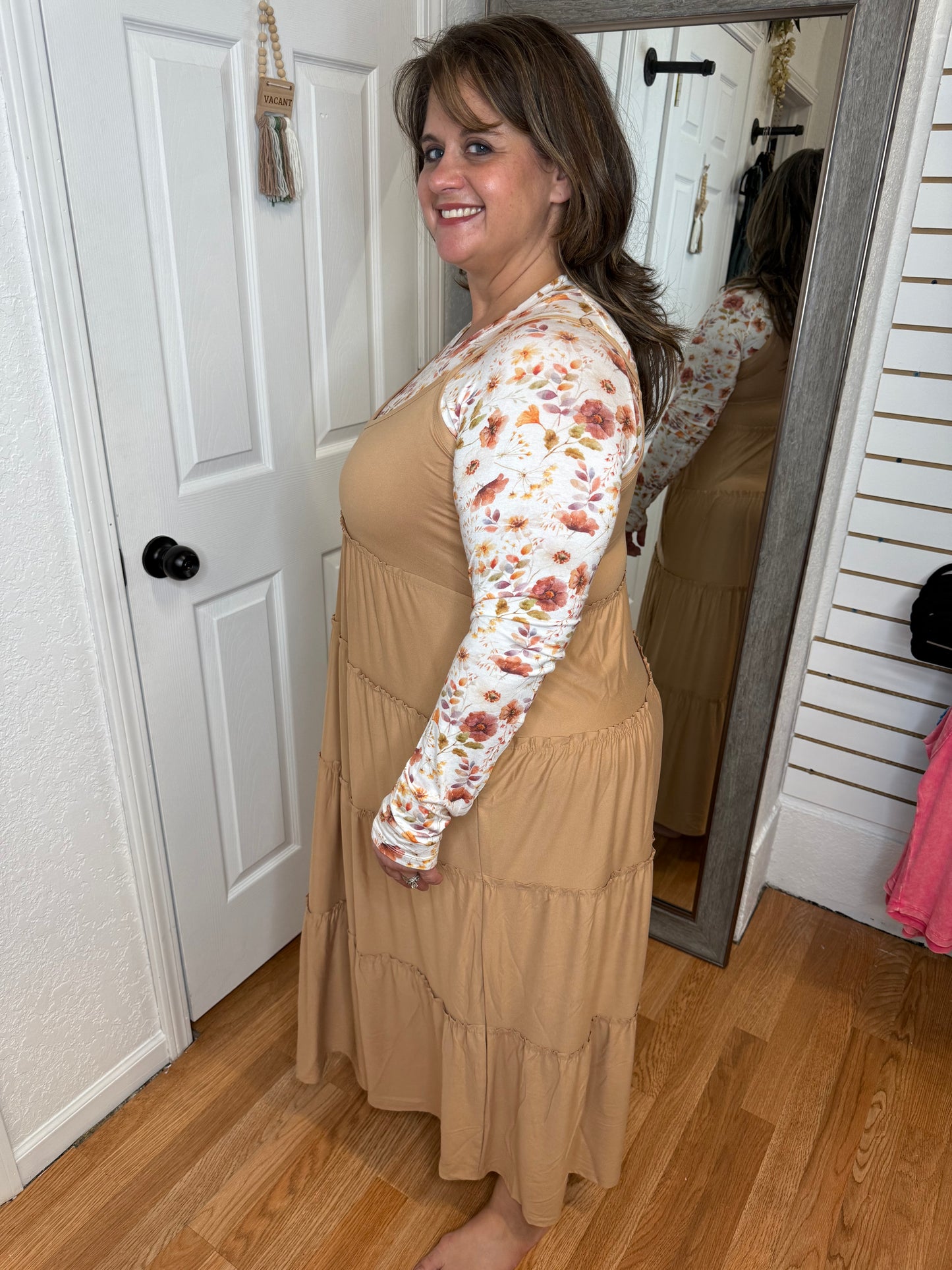 DIANE TIERED MAXI DRESS SAND - ZENANA