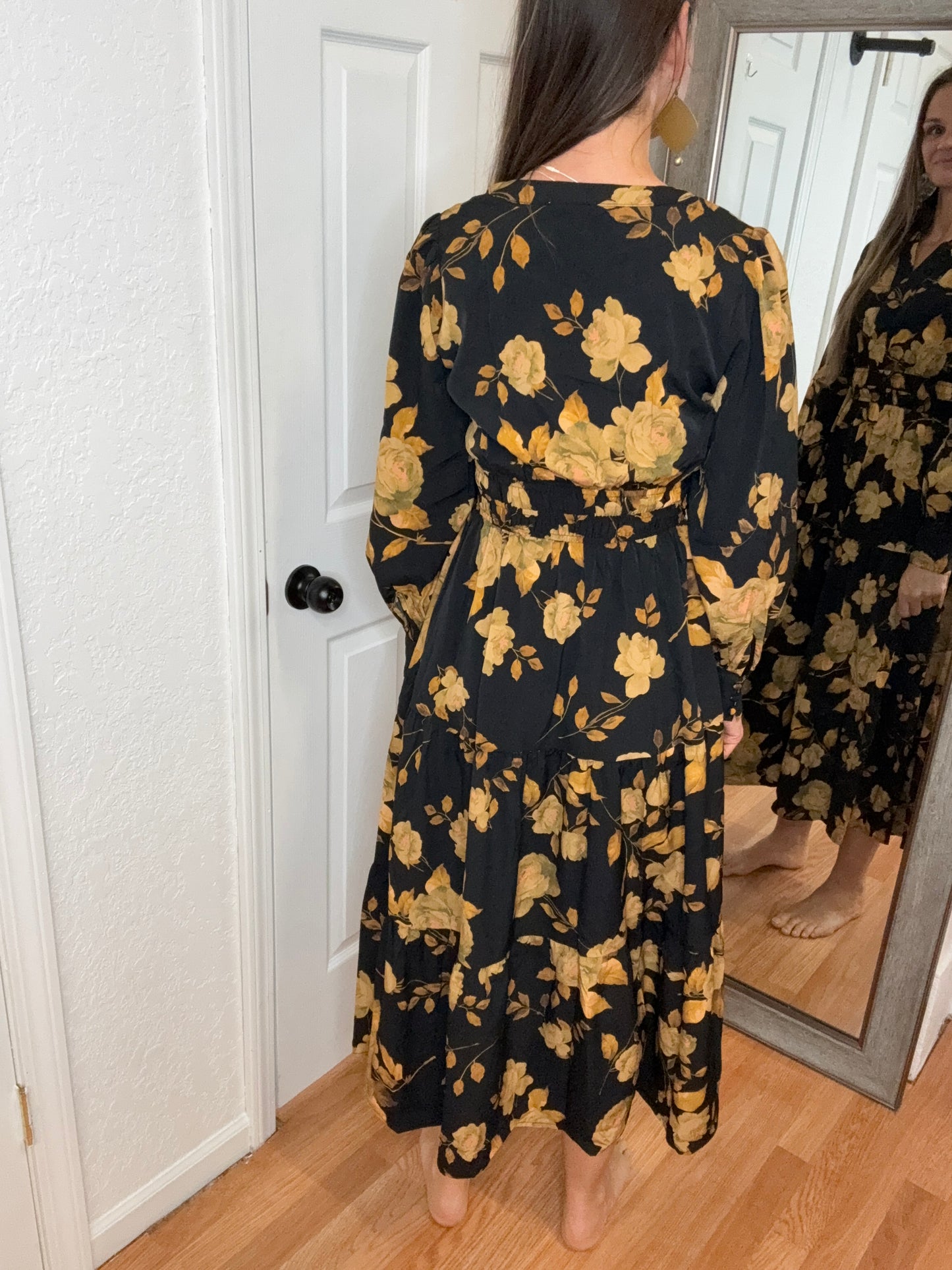 GOLDEN SUNSET FLORAL MIDI MAXI DRESS - ODDI