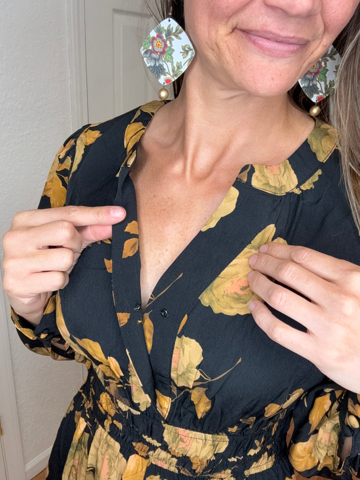 GOLDEN SUNSET FLORAL MIDI MAXI DRESS - ODDI