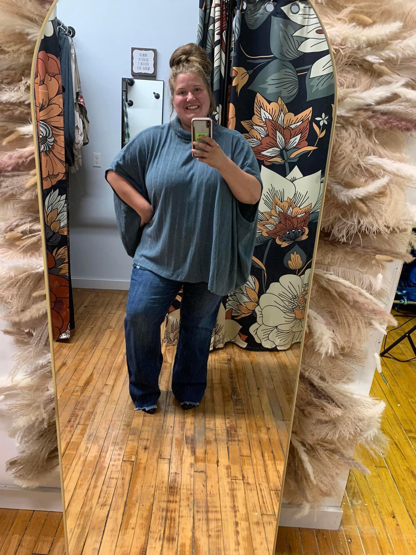 Bambi Turtleneck Poncho - Steal Blue