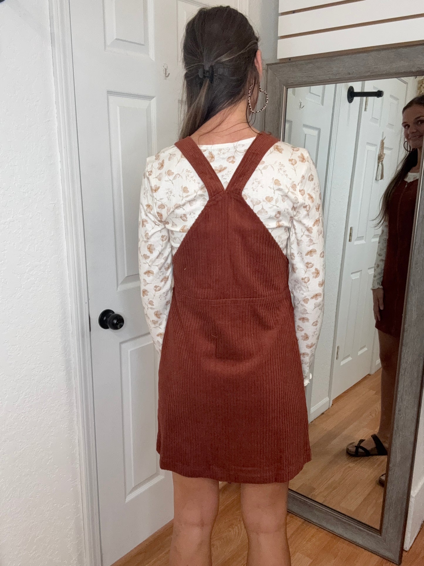 VEDA CORDUROY JUMPER DRESS RUST- COZY