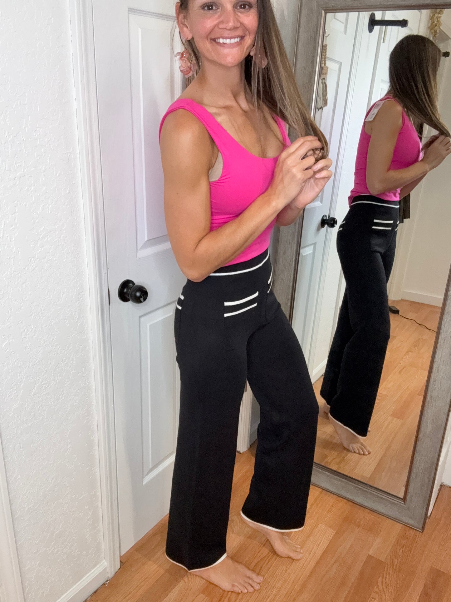 HARLEY STRAIGHT LEG SWEATER PANTS BLACK - WHITE BIRCH