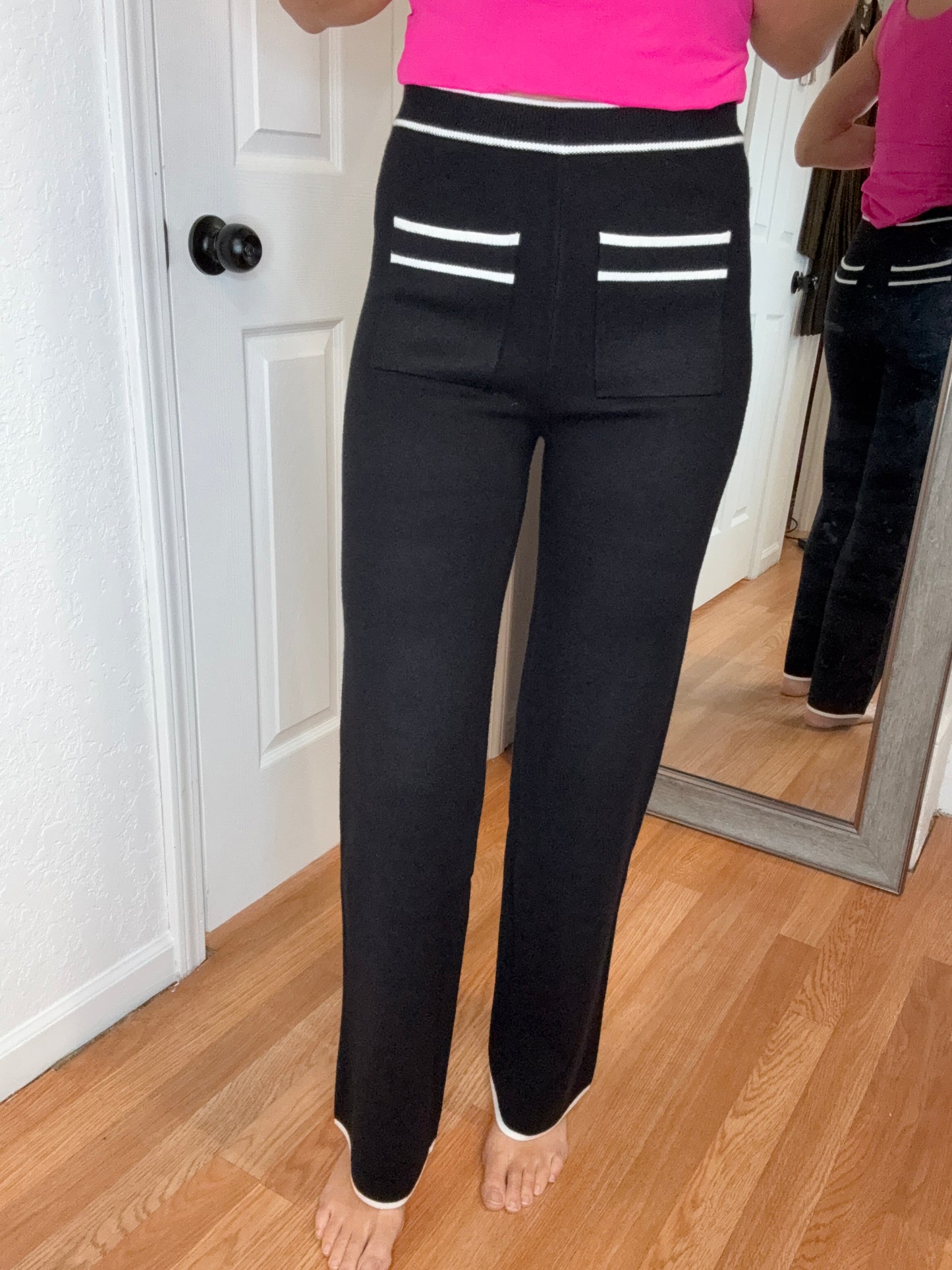 HARLEY STRAIGHT LEG SWEATER PANTS BLACK - WHITE BIRCH
