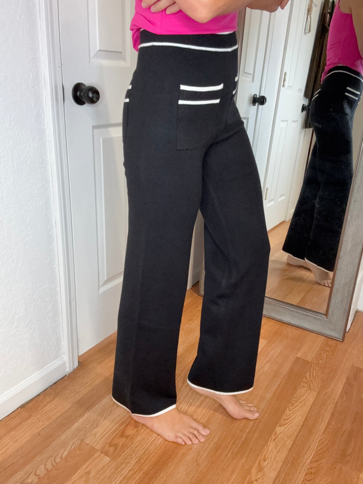 HARLEY STRAIGHT LEG SWEATER PANTS BLACK - WHITE BIRCH
