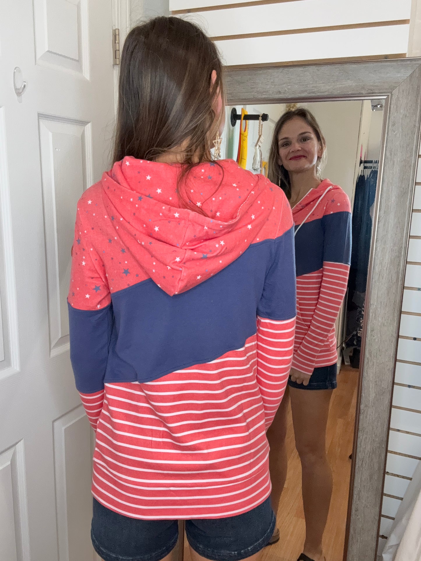 LIBERTY STARS NAVY AND STRIPES FULLZIP HOODIE - MICHELLE MAE