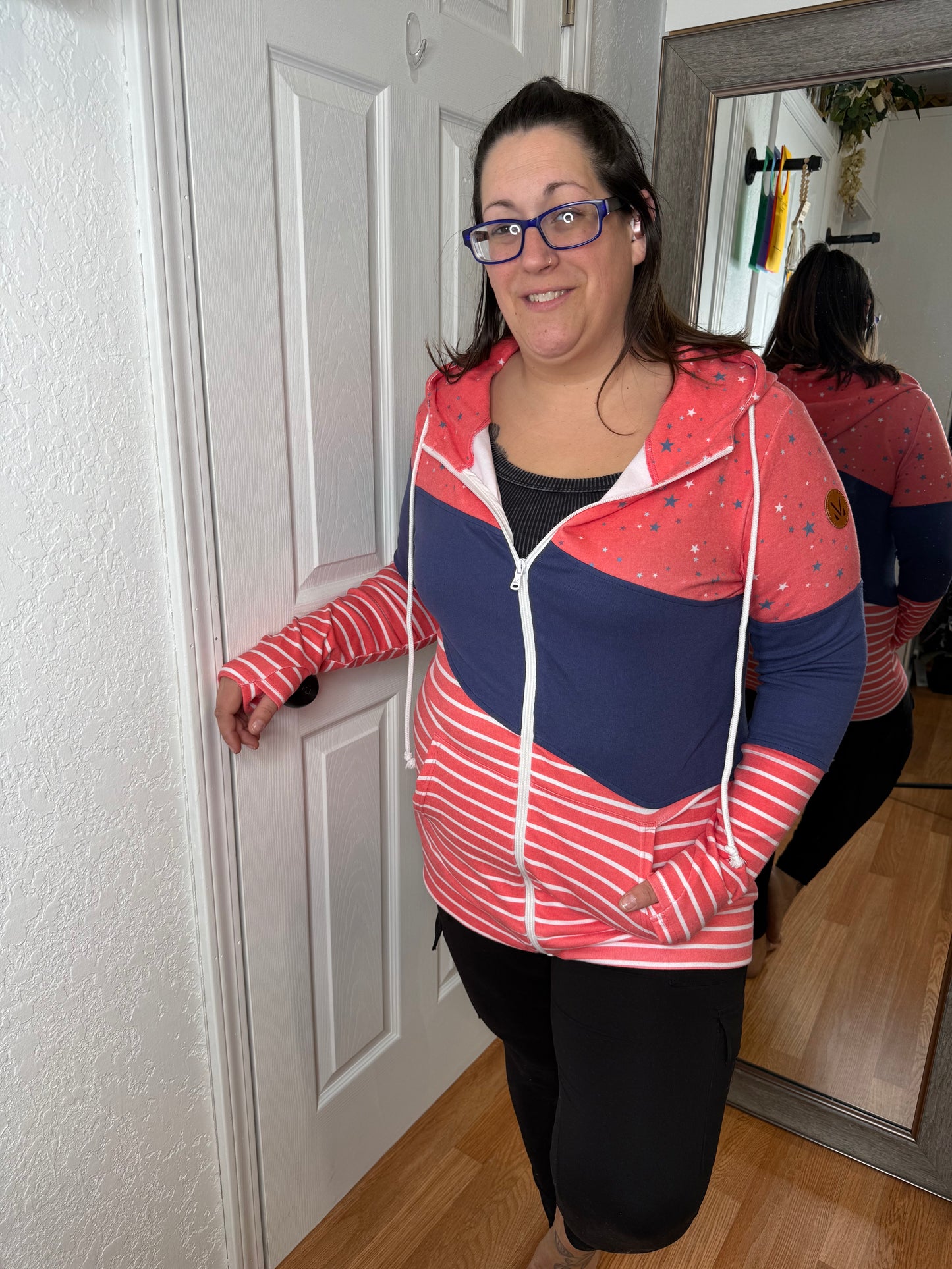 LIBERTY STARS NAVY AND STRIPES FULLZIP HOODIE - MICHELLE MAE