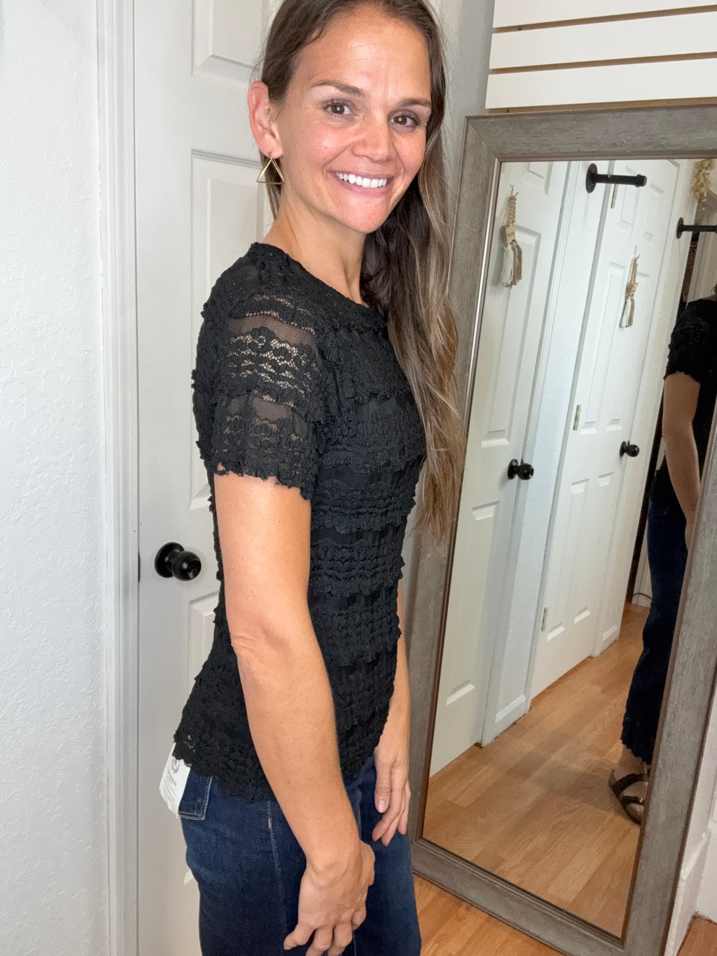 ROSALIE LACE TOP BLACK - BLAKELEY
