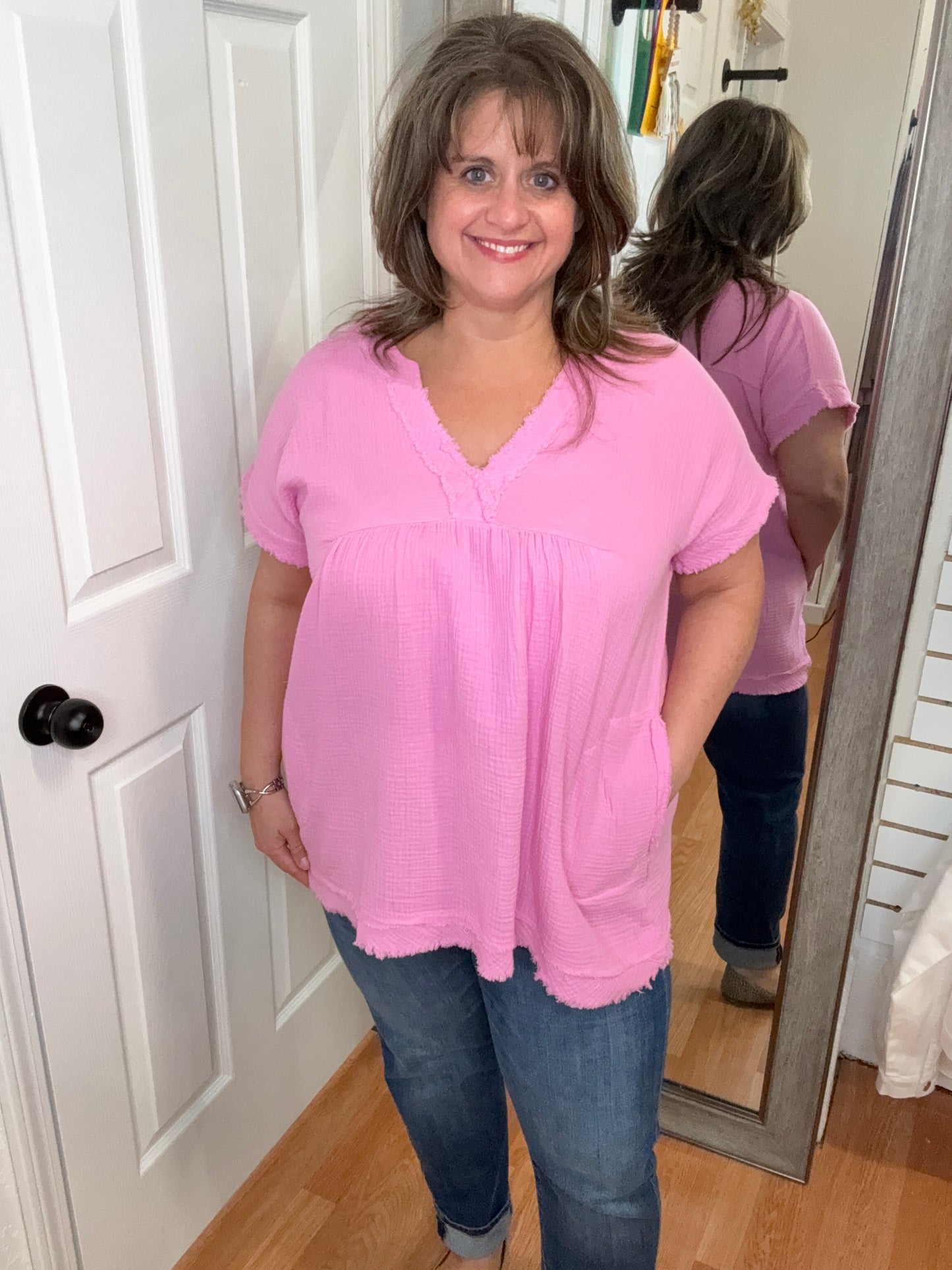 LOIS FLOWY GAUZE TOP-ZENANA