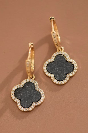 CLOVER EARRINGS BLACK- MIA ACCESSORIES