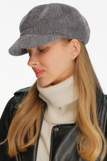 SOLID KNITTED NEWSBOY CAP WINTER HAT- CC