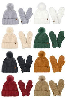 COZY YARN BEANIE WINTER HAT & MITTEN SET- CC