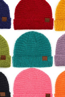 SOLID BOUCLE YARN BEANIE HAT- CC