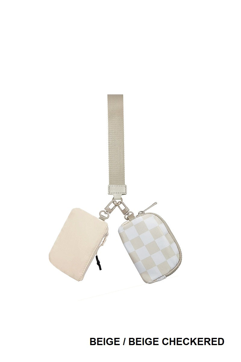 DOLLY KEYCHAIN WALLET-BEIGE CHECKERED-