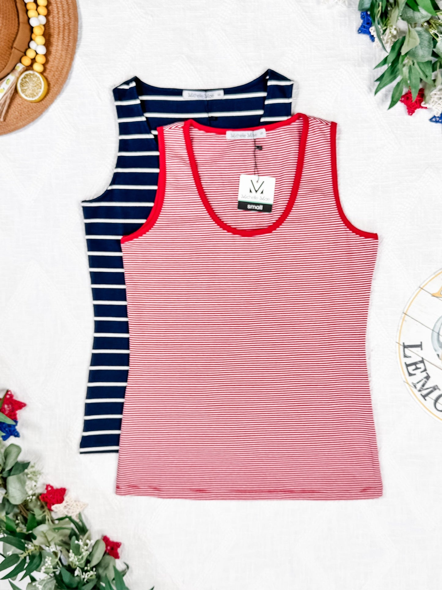 IN STOCK Tiffany Tank - Navy and White Stripes