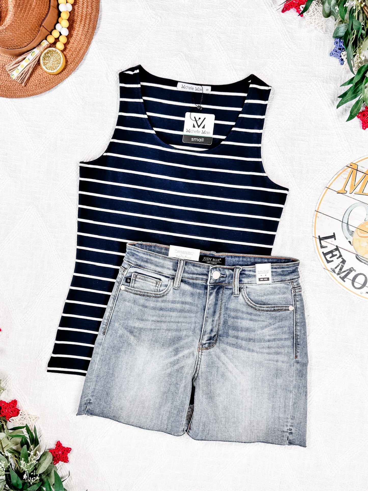 IN STOCK Tiffany Tank - Navy and White Stripes
