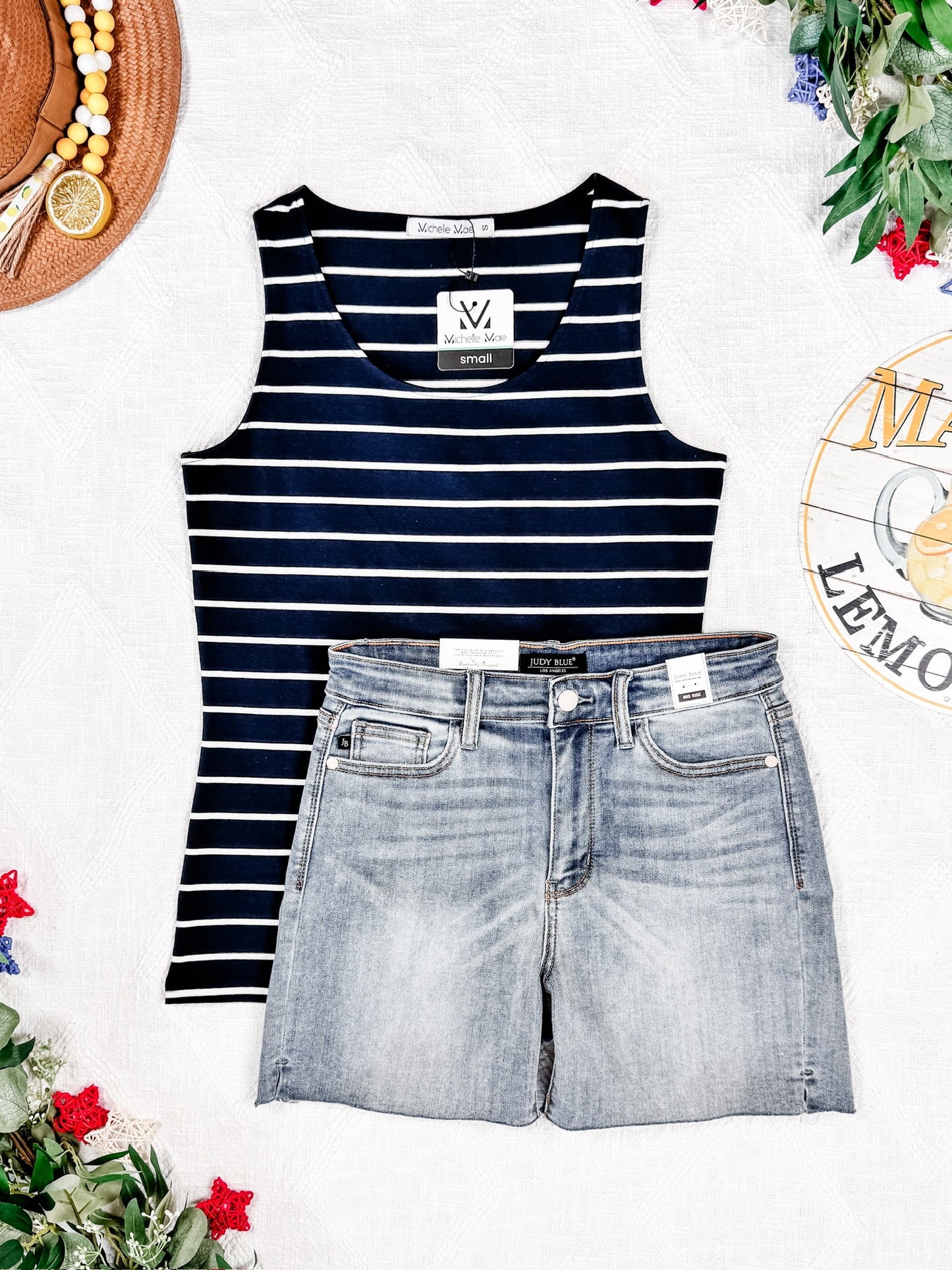 IN STOCK Tiffany Tank - Navy and White Stripes