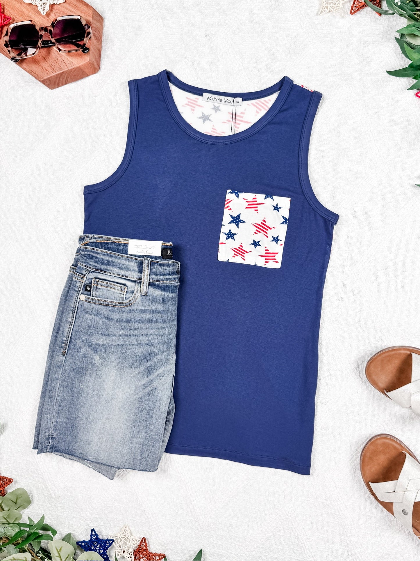 IN STOCK Pocket Tank - American Stars and Stripes Blue