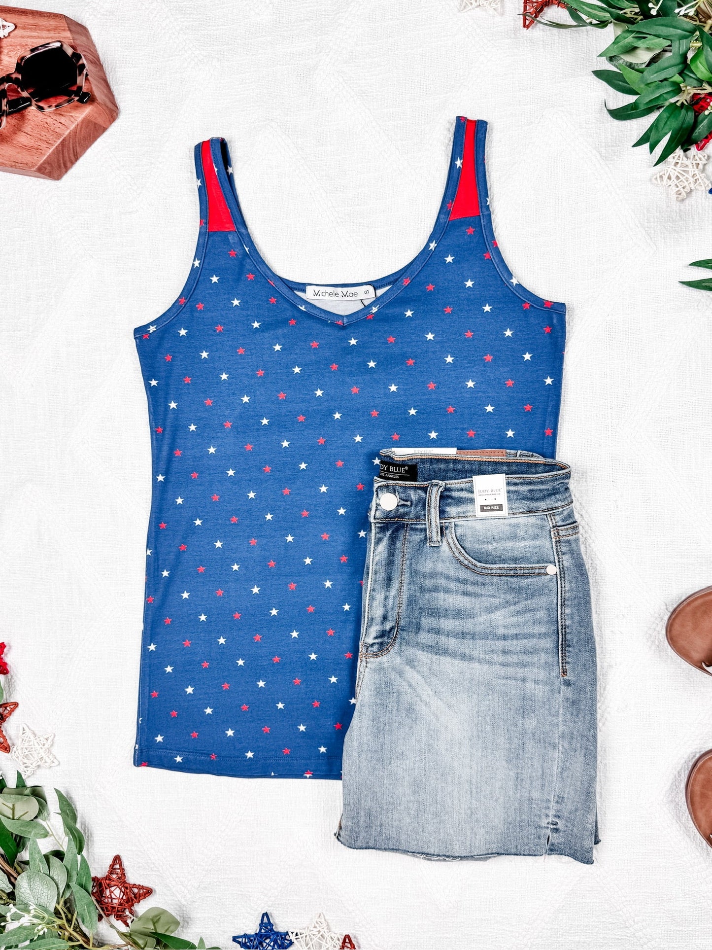 IN STOCK Poppy Tank - Blue Freedom Stars
