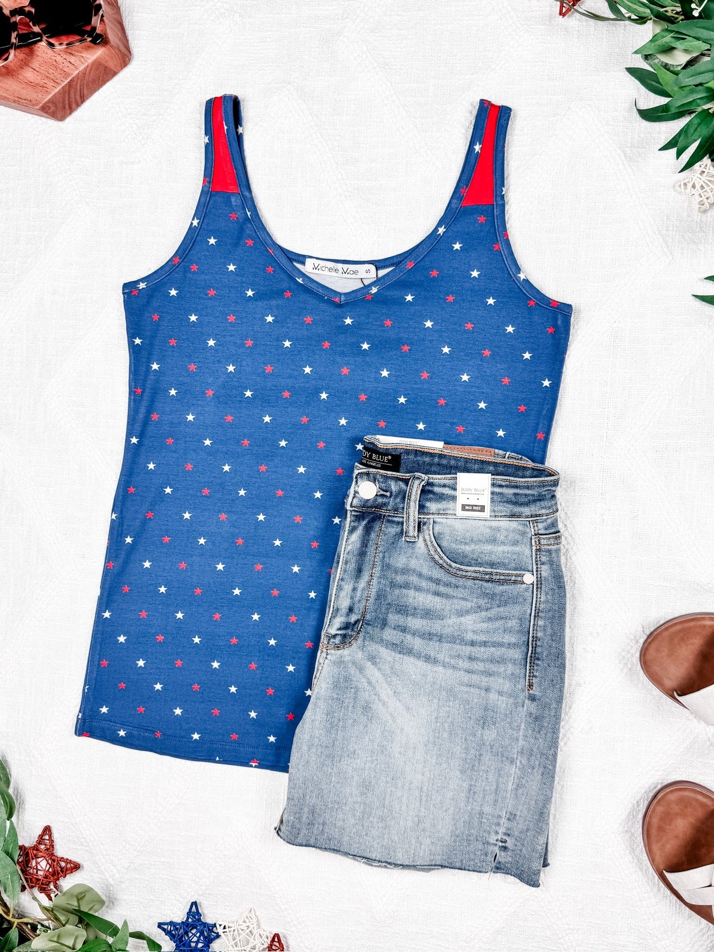 IN STOCK Poppy Tank - Blue Freedom Stars