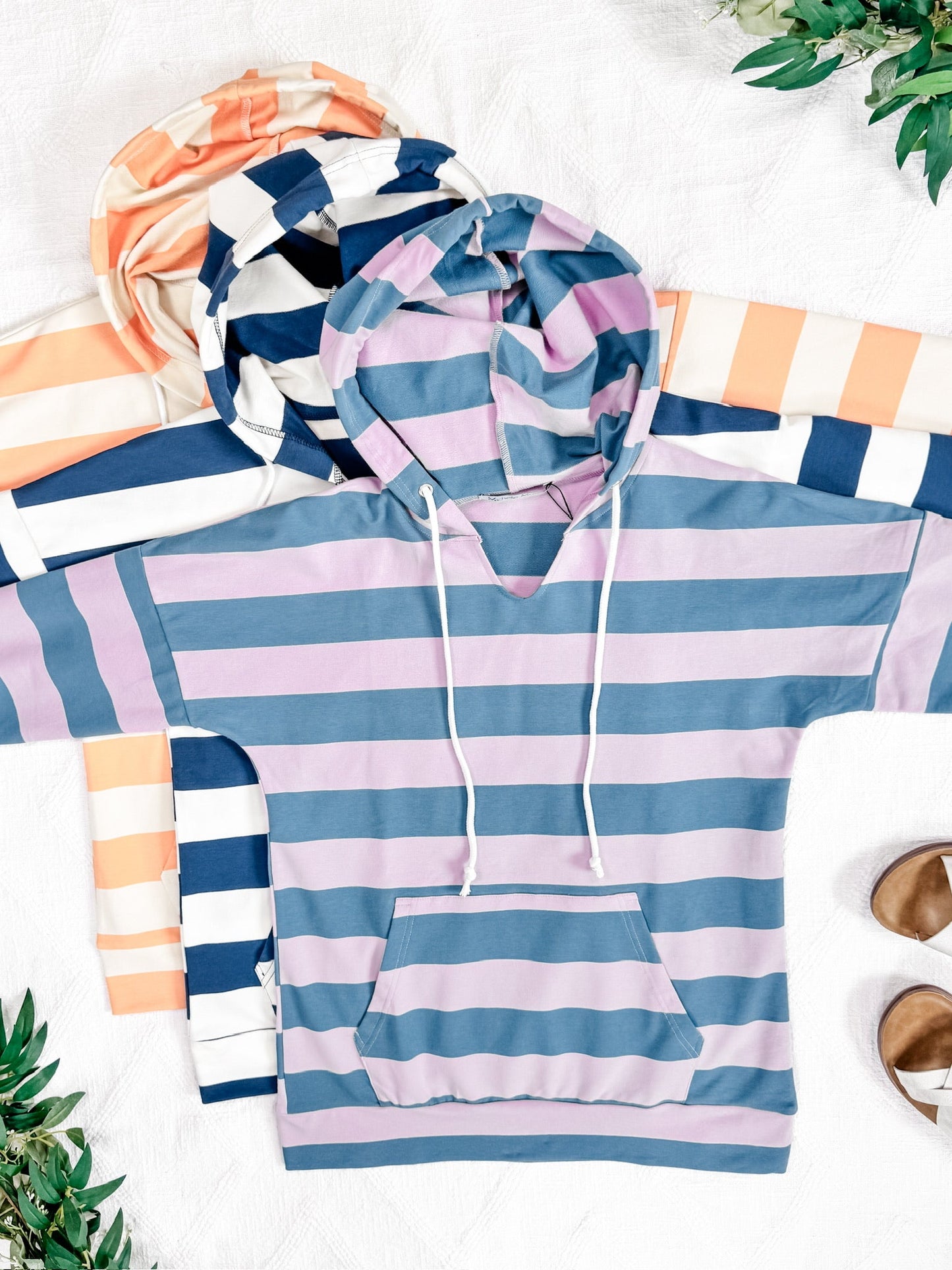 IN STOCK Rylie Striped Lightweight Hoodie - Blue and Purple FINAL SALE