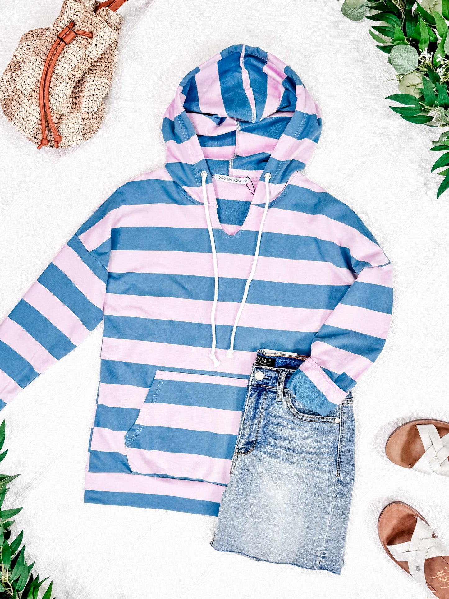 IN STOCK Rylie Striped Lightweight Hoodie - Blue and Purple FINAL SALE