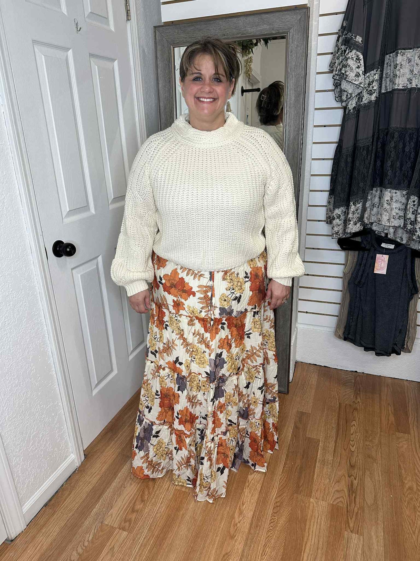 KAY MOCK NECK CABLE KNIT SWEATER CREAM - COZY