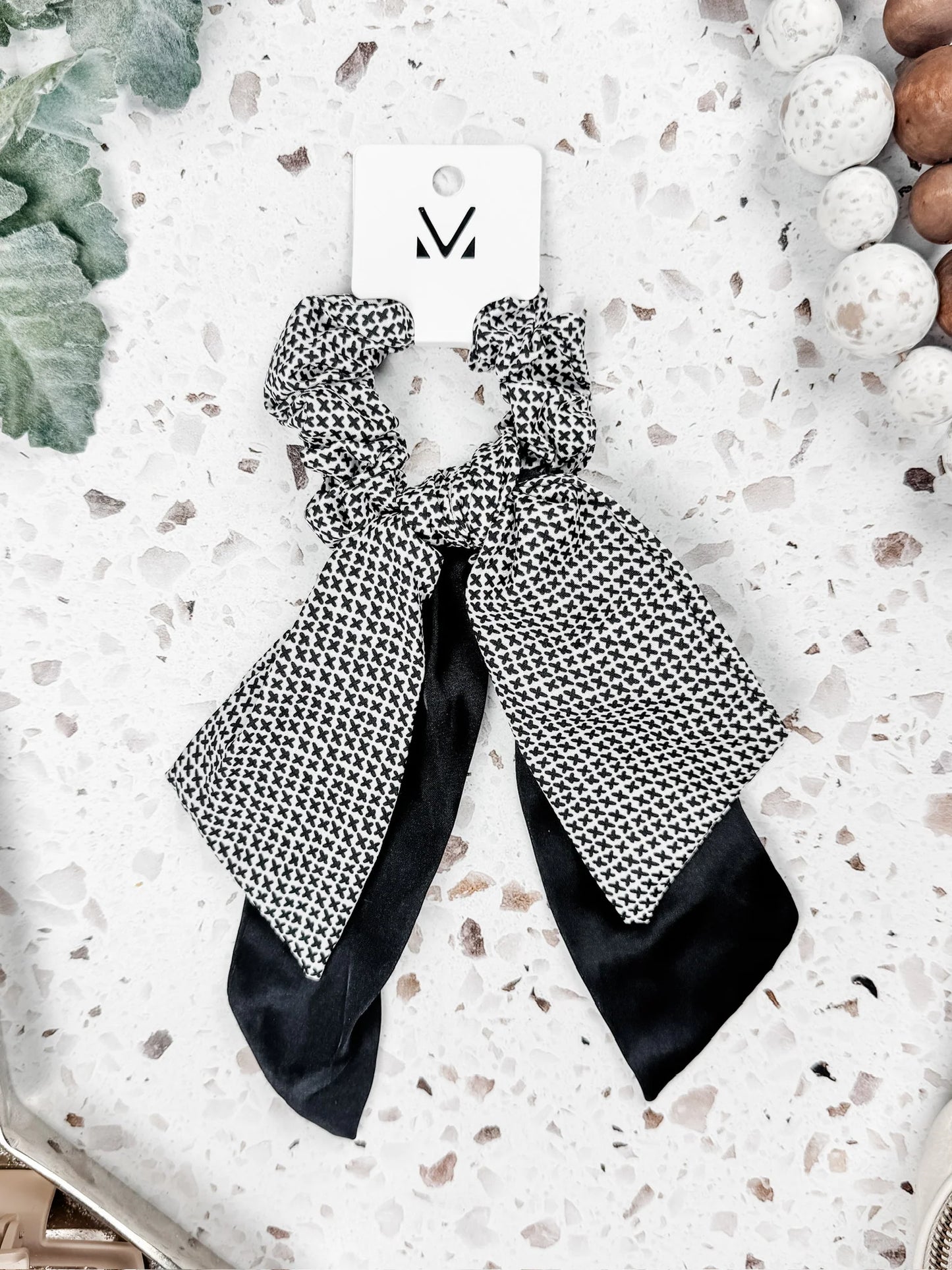 ANNABELLE- HAIR SCRUNCHIE RIBBON - CROSS STITCH