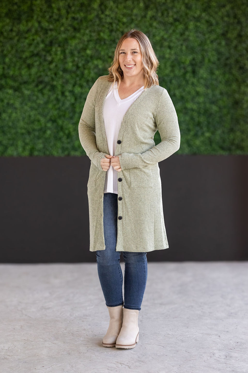 IN STOCK Colbie Ribbed Cardigan - Pistachio