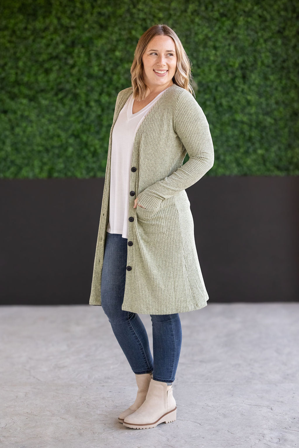 IN STOCK Colbie Ribbed Cardigan - Pistachio