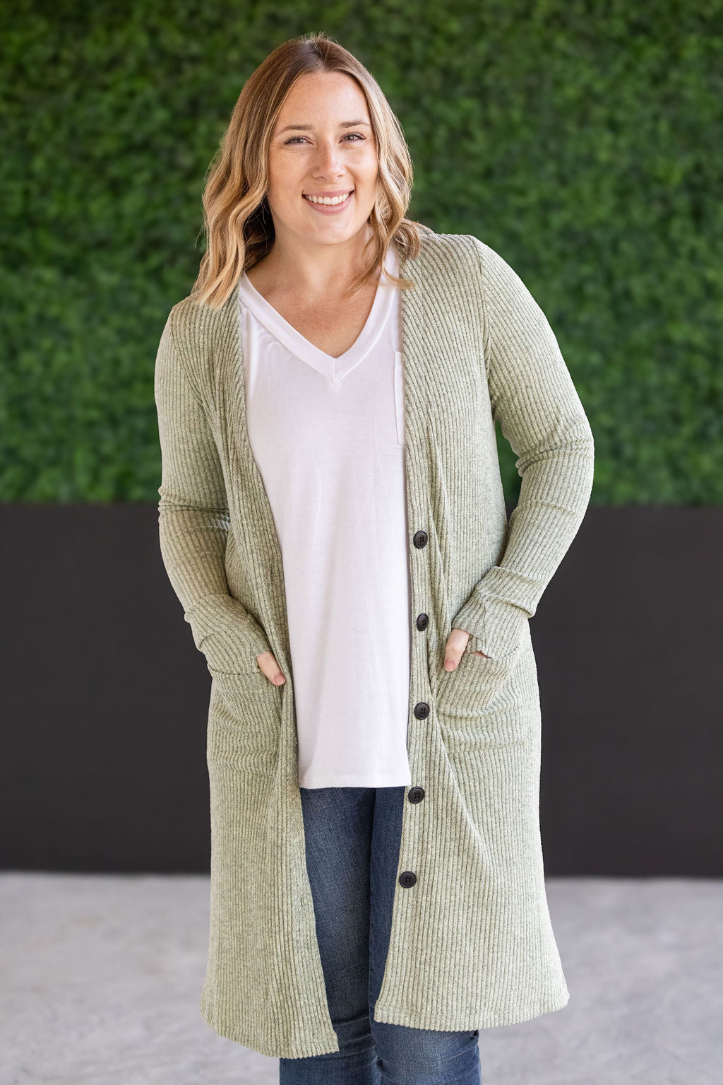 IN STOCK Colbie Ribbed Cardigan - Pistachio