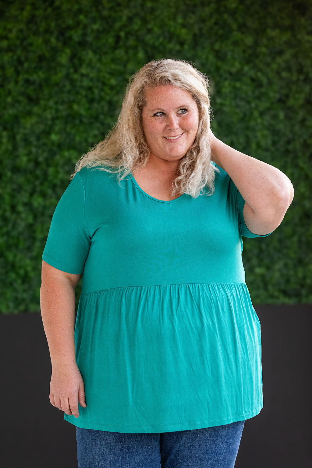 IN STOCK Sarah Ruffle Short Sleeve - Teal