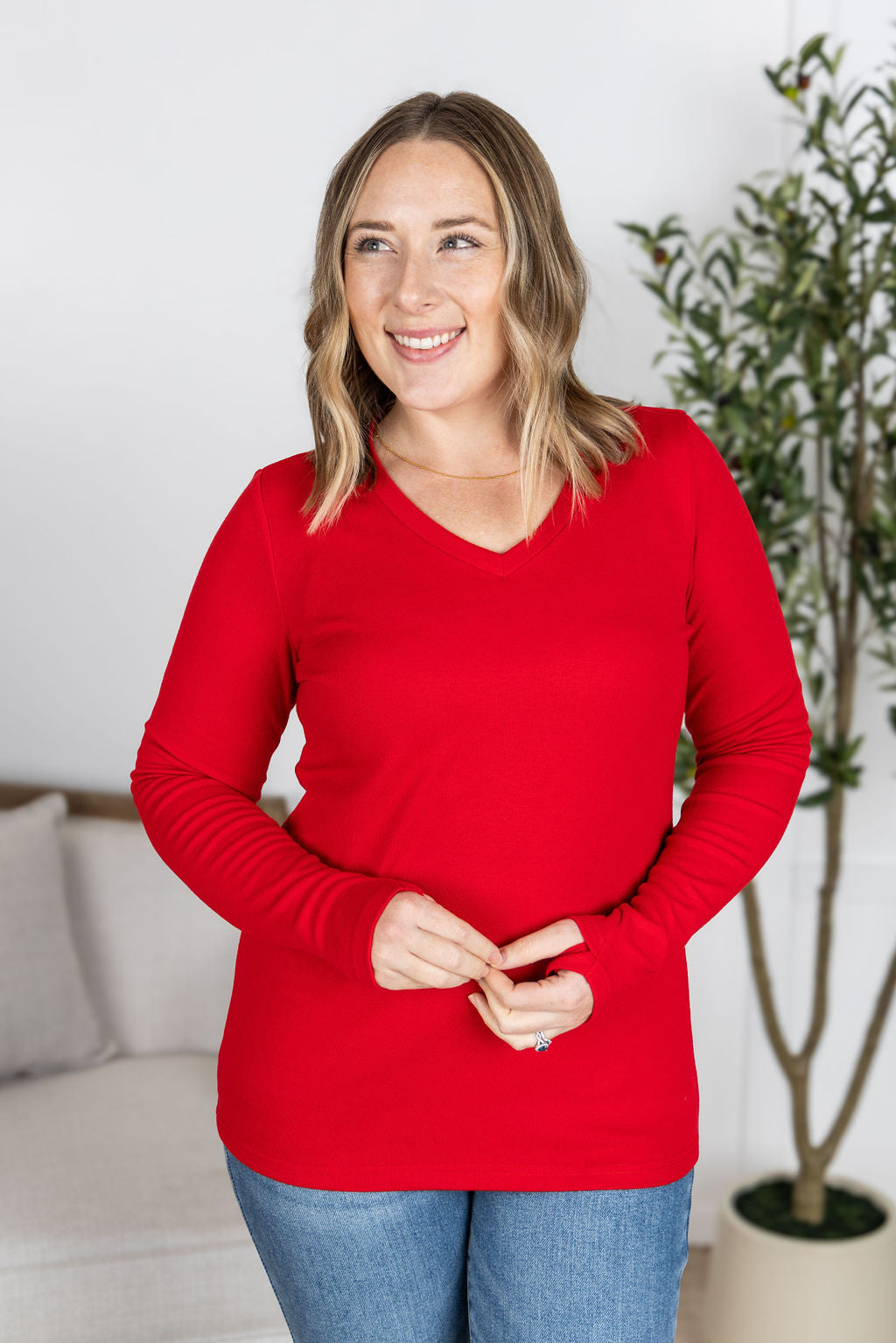 IN STOCK Leah Long Sleeve Top - Red