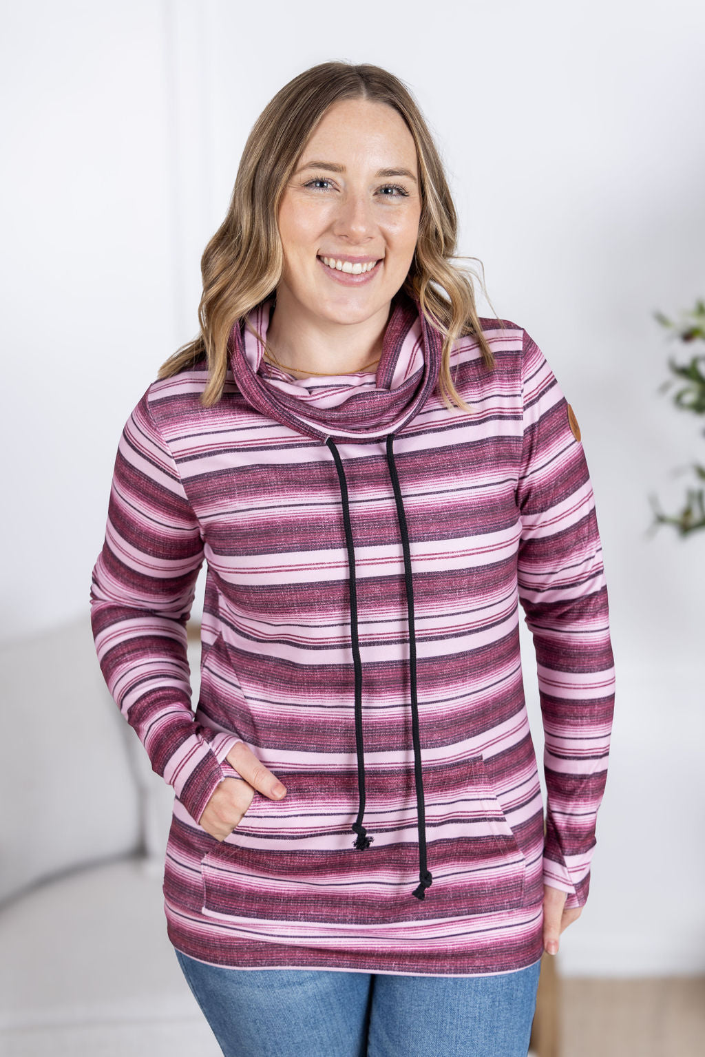 IN STOCK Soft Funnel Neck - Berry Serape