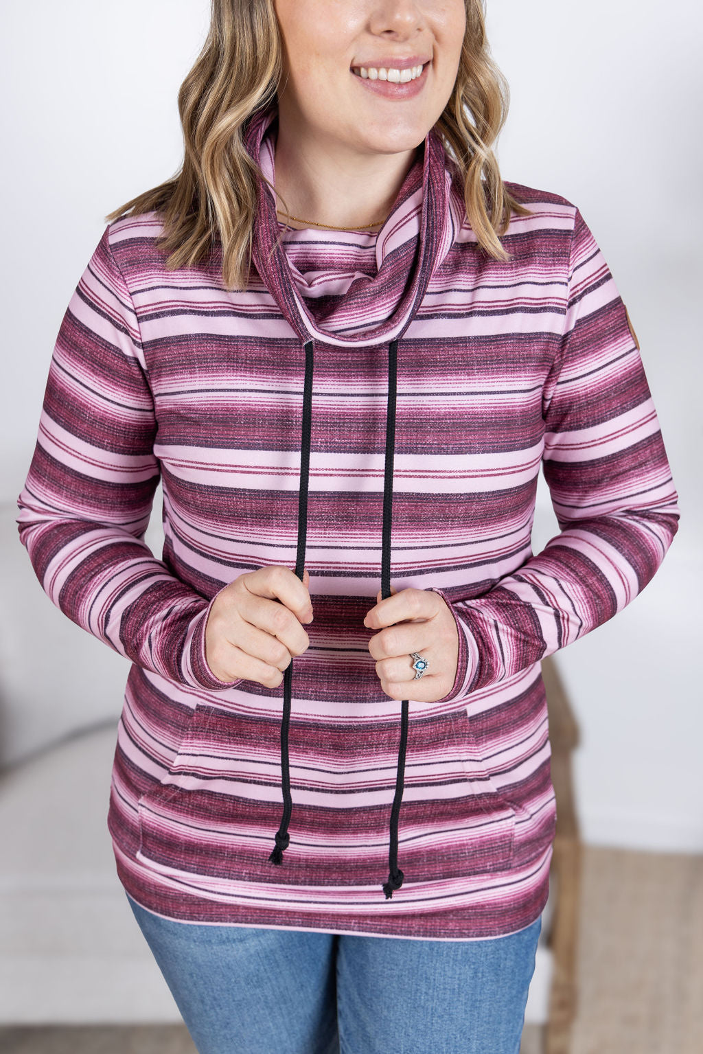 IN STOCK Soft Funnel Neck - Berry Serape