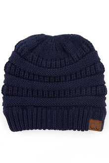 C.C Criss Cross Ponytail Beanie Black - Hana
