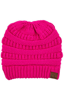 C.C Criss Cross Ponytail Beanie Pink - Hana