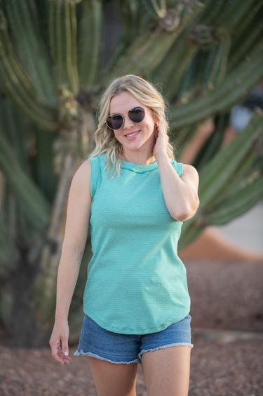 IN STOCK Morgan Micro Striped Tank - Jade