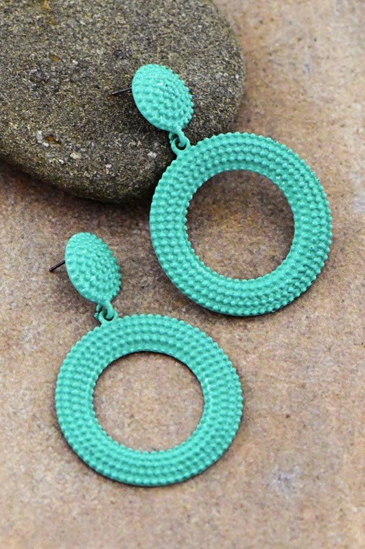 Turquoise Green Painted Drop Earrings