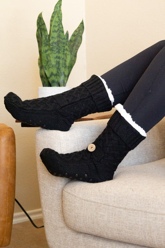 The Payton - Acrylic Cable Knit Slipper Socks