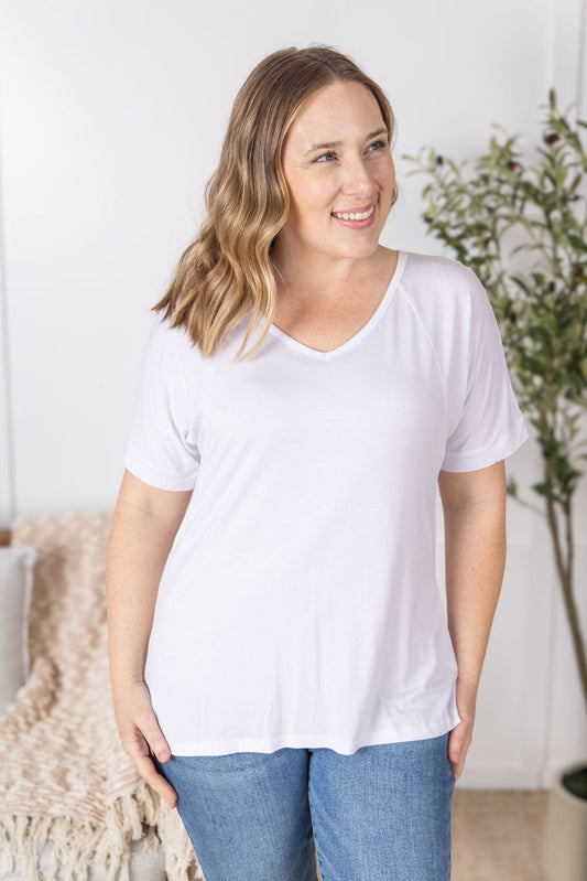 IN STOCK Bamboo V Neck Tee - White