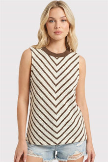 Dominique Striped Tank Brown- Staccato