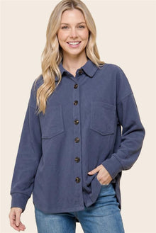 Zella Button Down Shacket Navy - Staccato
