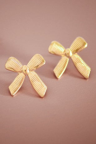 18K Gold Non-Tarnish Stainless Steel Bow Tie Studs