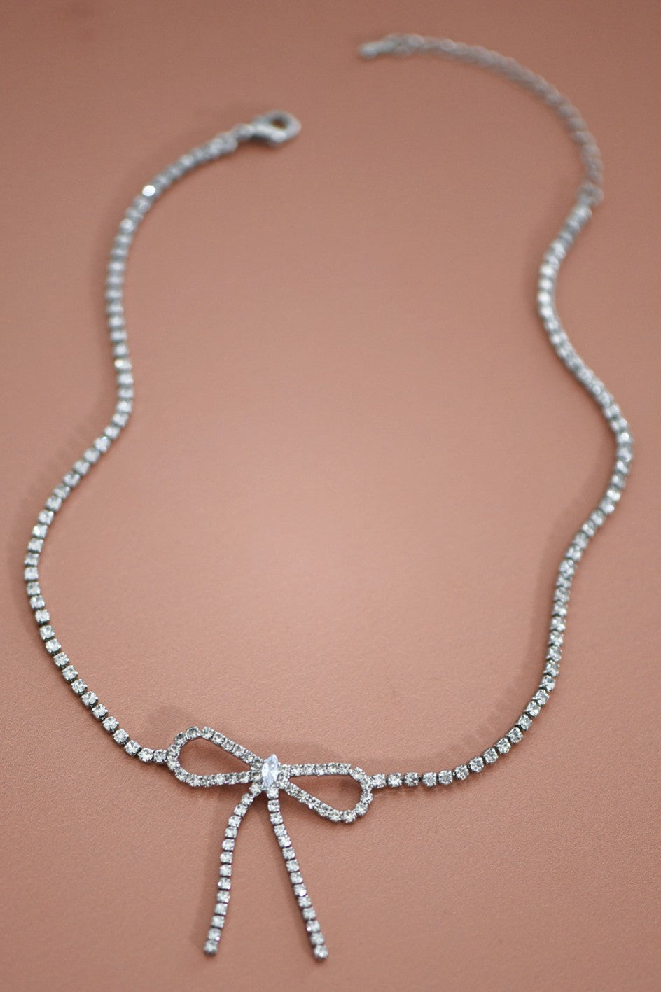 Rhinestone Bow Necklace