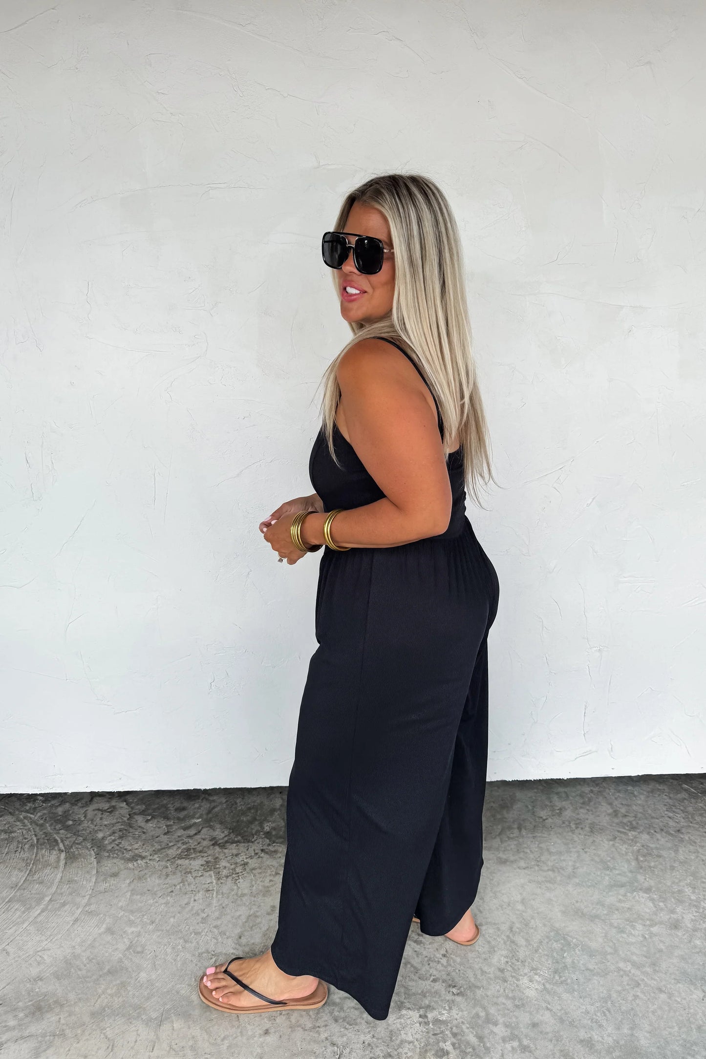COOPER RIBBED JUMPSUIT BLACK - BLAKELEY